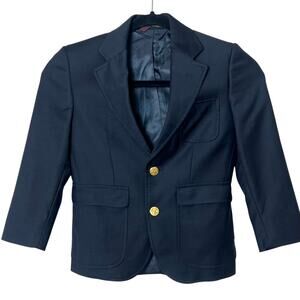 Brooks Brothers Boys 2-Button Blazer Loro Piana Super 120's Italian Wool Navy